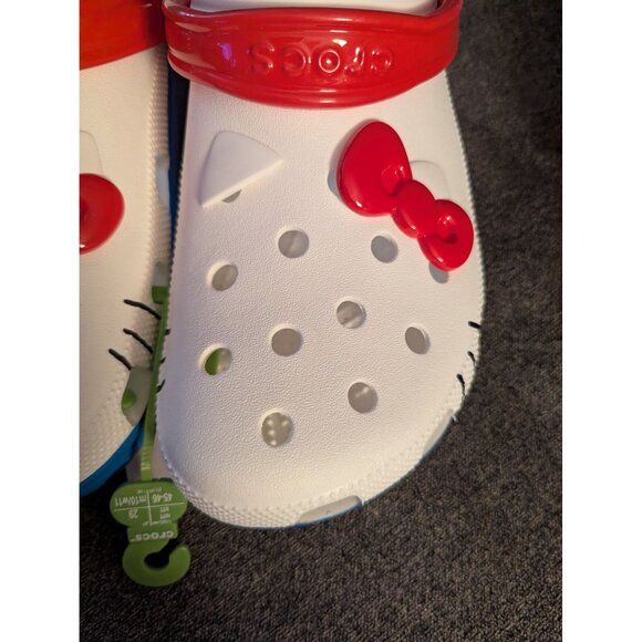 Hello Kitty Crocs Classic Clog Shoes Size M11 White/Red With Bow Design